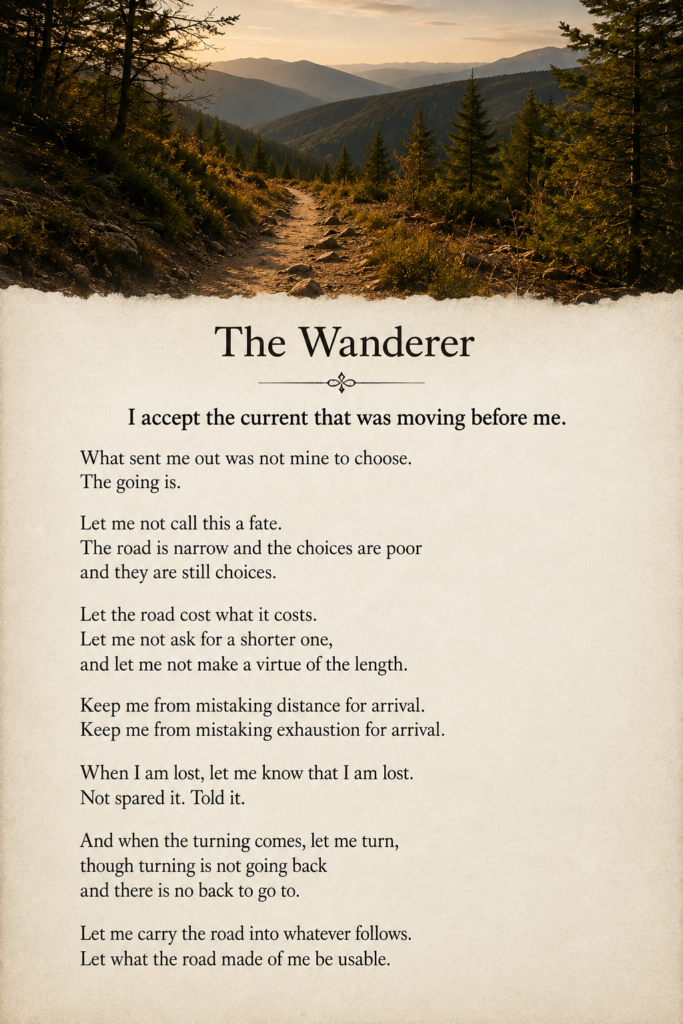 Prayer card of "The Wanderer" by Eliyahu Ner HaDarshan.